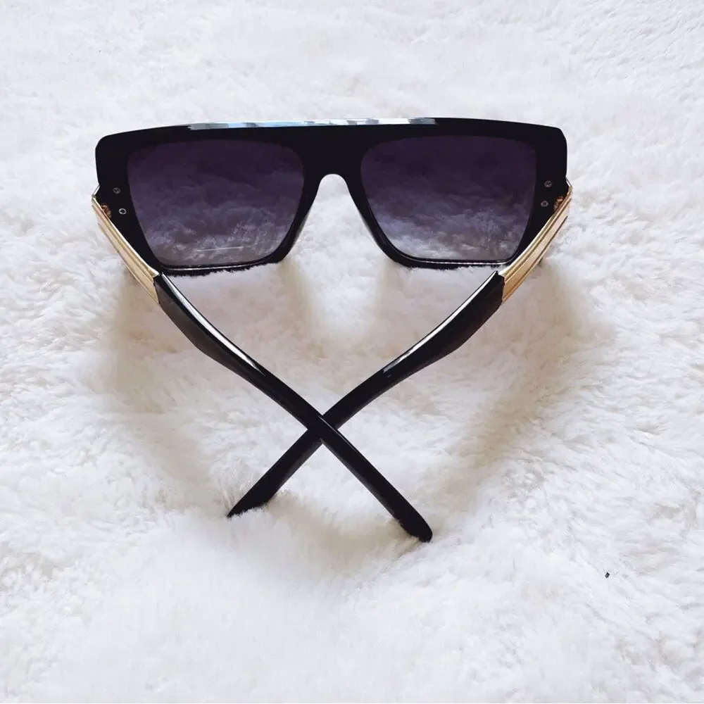 Inez Black Oversized Square Sunglasses